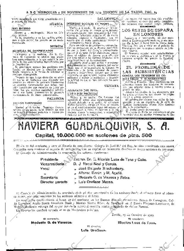 ABC MADRID 05-11-1919 página 14