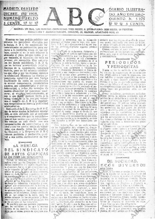 ABC MADRID 11-12-1919 página 1