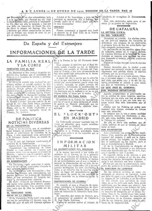 ABC MADRID 12-01-1920 página 16