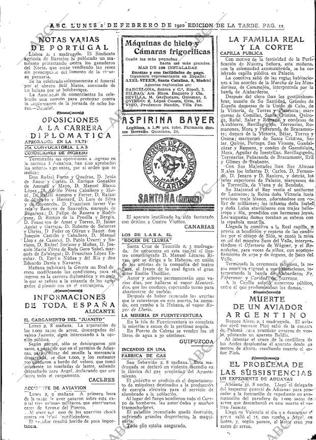 ABC MADRID 02-02-1920 página 12