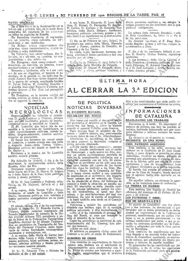 ABC MADRID 09-02-1920 página 16