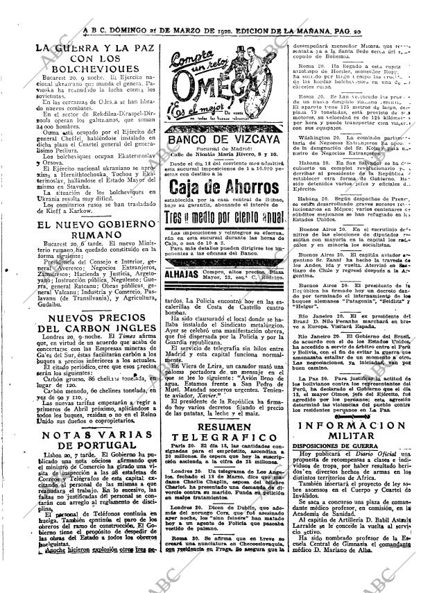 ABC MADRID 21-03-1920 página 20