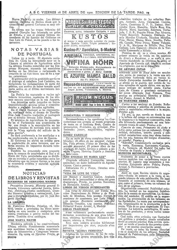 ABC MADRID 16-04-1920 página 19