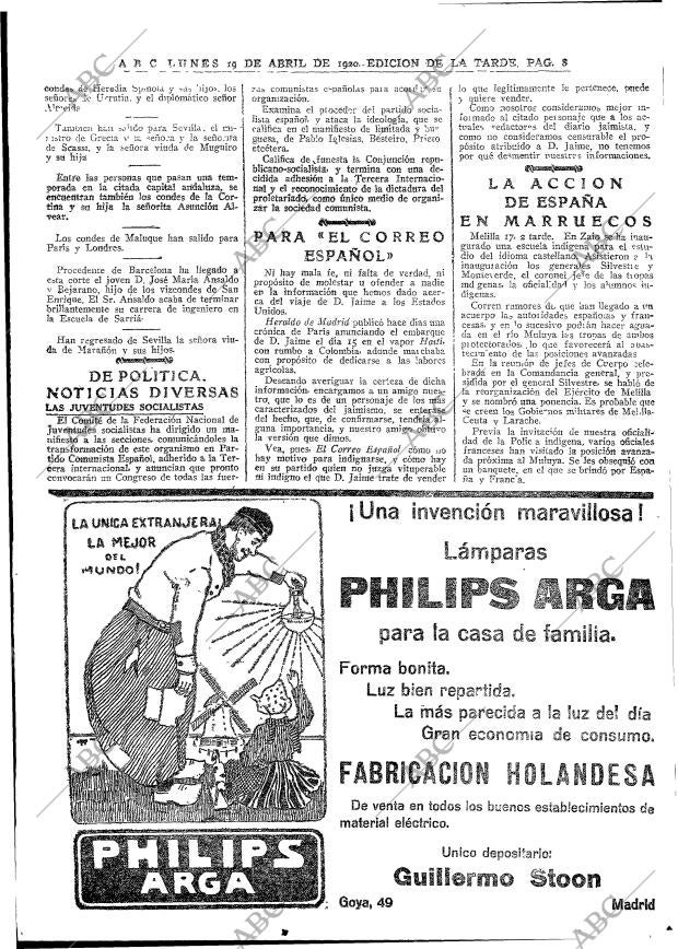 ABC MADRID 19-04-1920 página 8