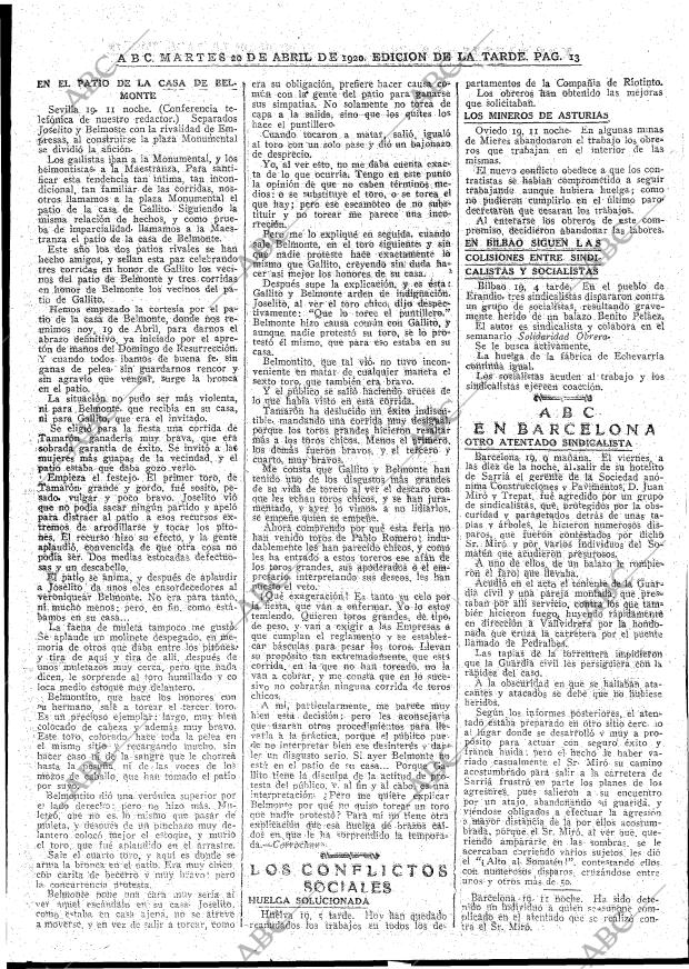 Periódico ABC MADRID 20-04-1920,portada - Archivo ABC