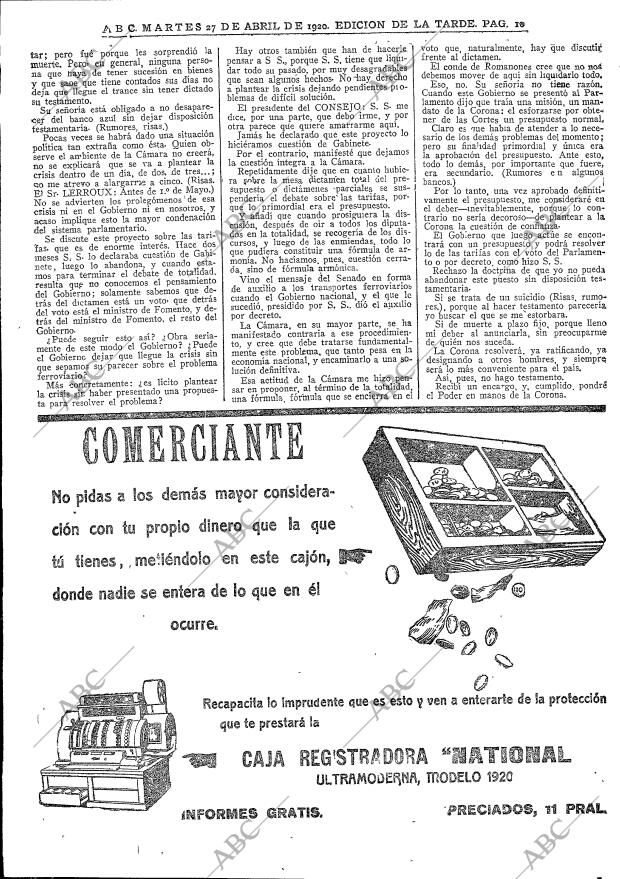 ABC MADRID 27-04-1920 página 10