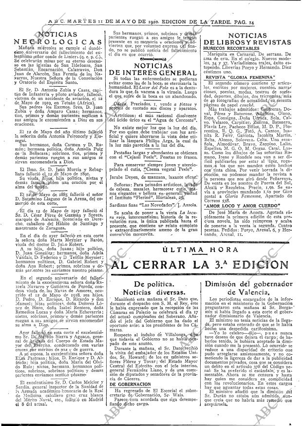 ABC MADRID 11-05-1920 página 14