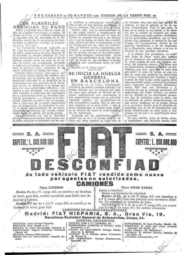 ABC MADRID 22-05-1920 página 10