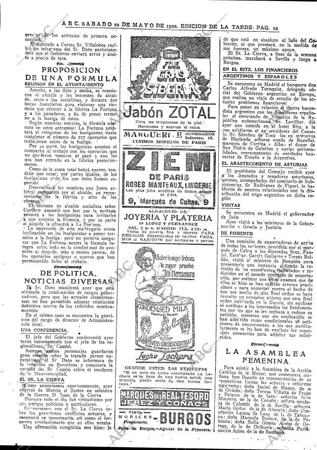 ABC MADRID 22-05-1920 página 12
