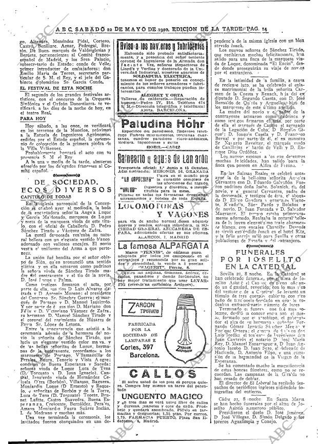 ABC MADRID 22-05-1920 página 14