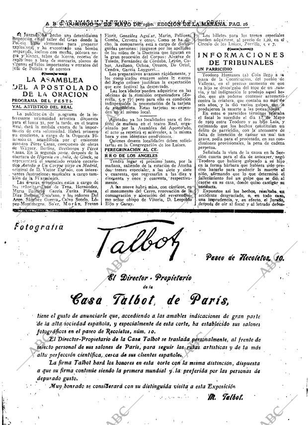 ABC MADRID 30-05-1920 página 16