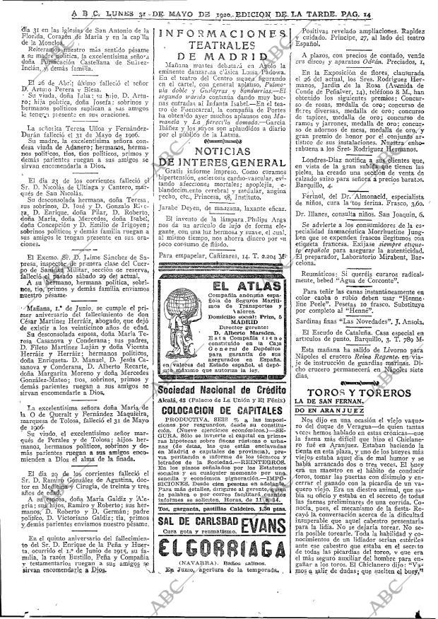 ABC MADRID 31-05-1920 página 14