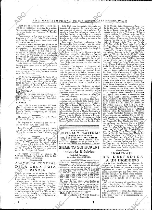 ABC MADRID 29-06-1920 página 16