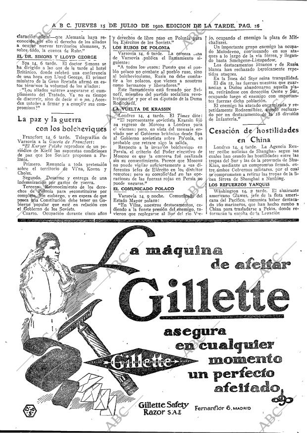 ABC MADRID 15-07-1920 página 16