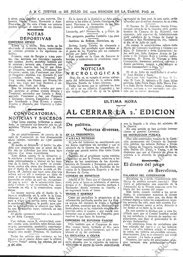 ABC MADRID 15-07-1920 página 20