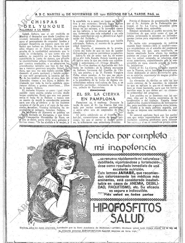 ABC MADRID 23-11-1920 página 10