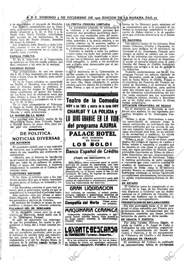 ABC MADRID 05-12-1920 página 12