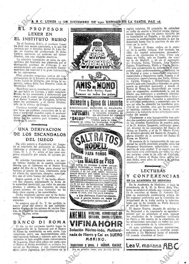 ABC MADRID 13-12-1920 página 16