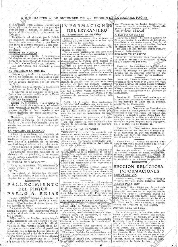ABC MADRID 14-12-1920 página 19