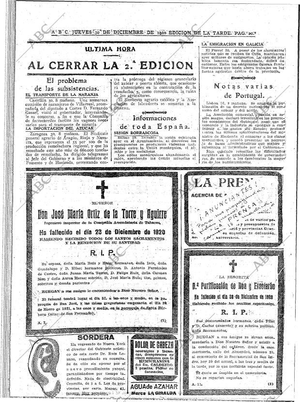 ABC MADRID 30-12-1920 página 20