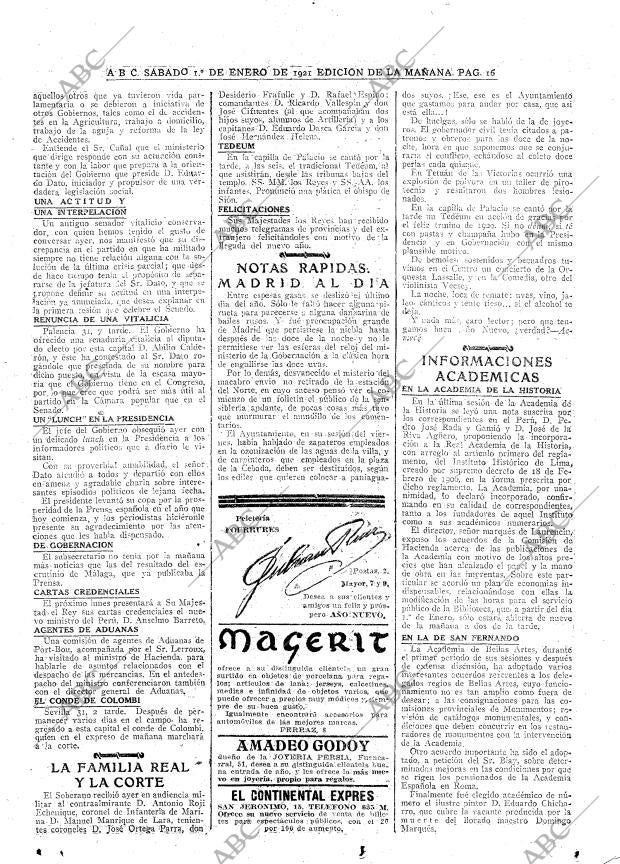 ABC MADRID 01-01-1921 página 16