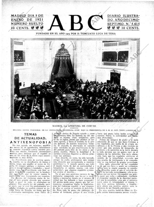 ABC MADRID 05-01-1921 página 1