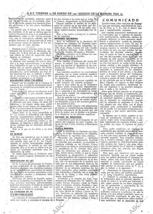 ABC MADRID 14-01-1921 página 13