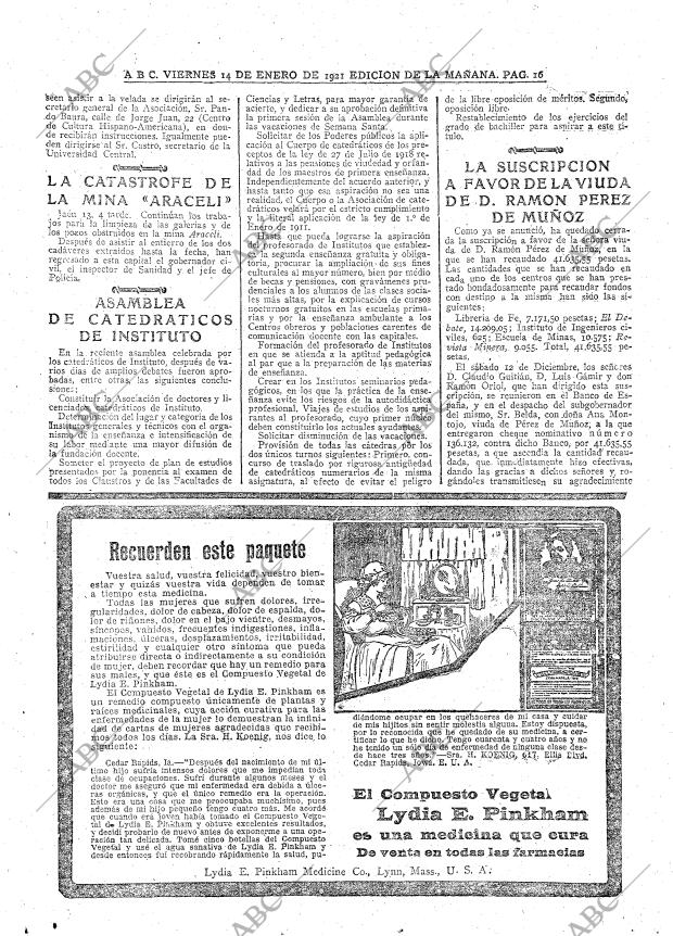 ABC MADRID 14-01-1921 página 16