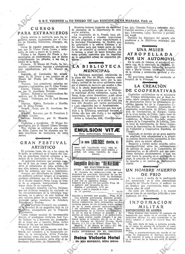 ABC MADRID 14-01-1921 página 20