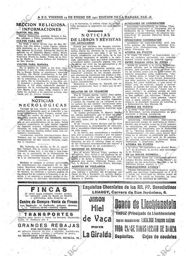 ABC MADRID 14-01-1921 página 26