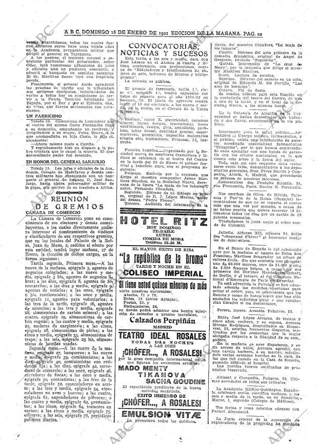 ABC MADRID 16-01-1921 página 22