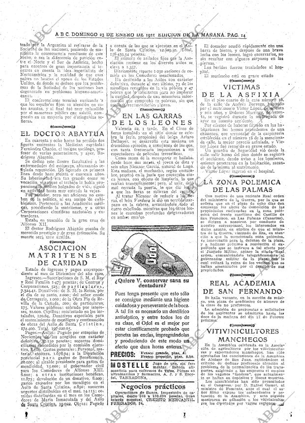 ABC MADRID 23-01-1921 página 14