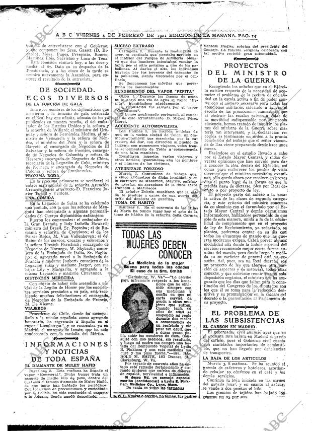 ABC MADRID 04-02-1921 página 14