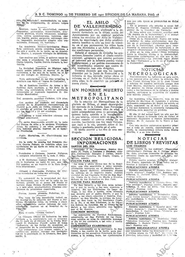 ABC MADRID 13-02-1921 página 16