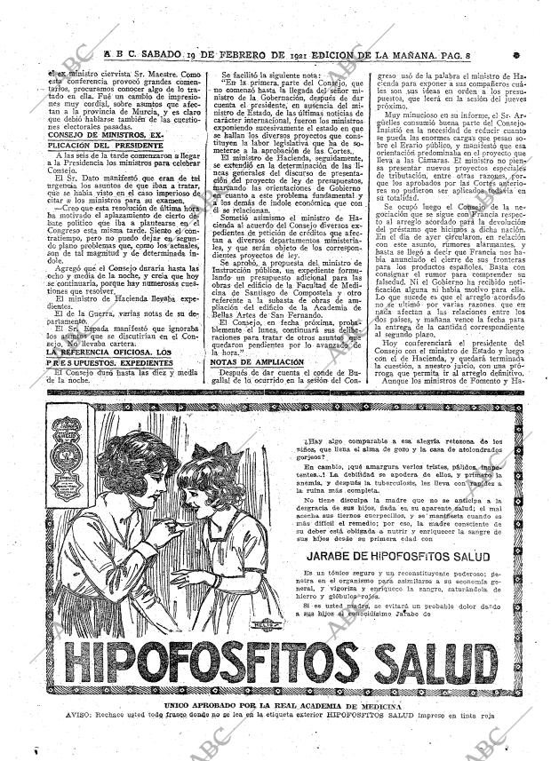 ABC MADRID 19-02-1921 página 8