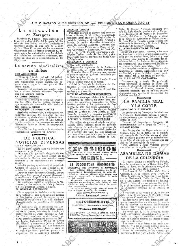 ABC MADRID 26-02-1921 página 14