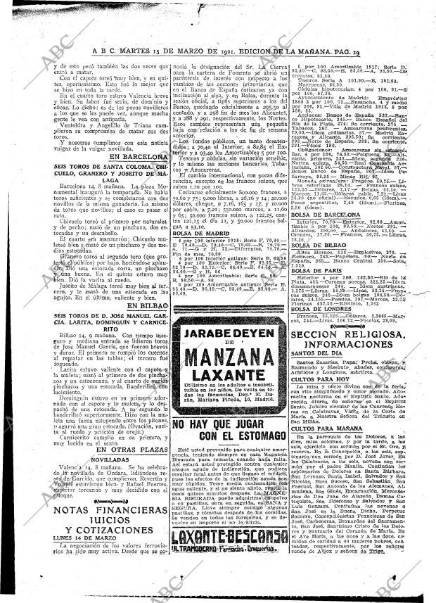 ABC MADRID 15-03-1921 página 19