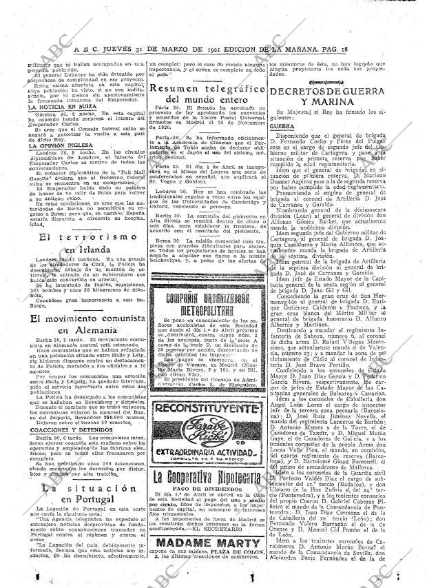 ABC MADRID 31-03-1921 página 18