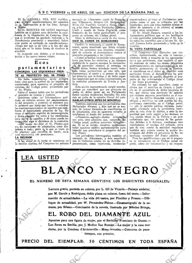 ABC MADRID 15-04-1921 página 10