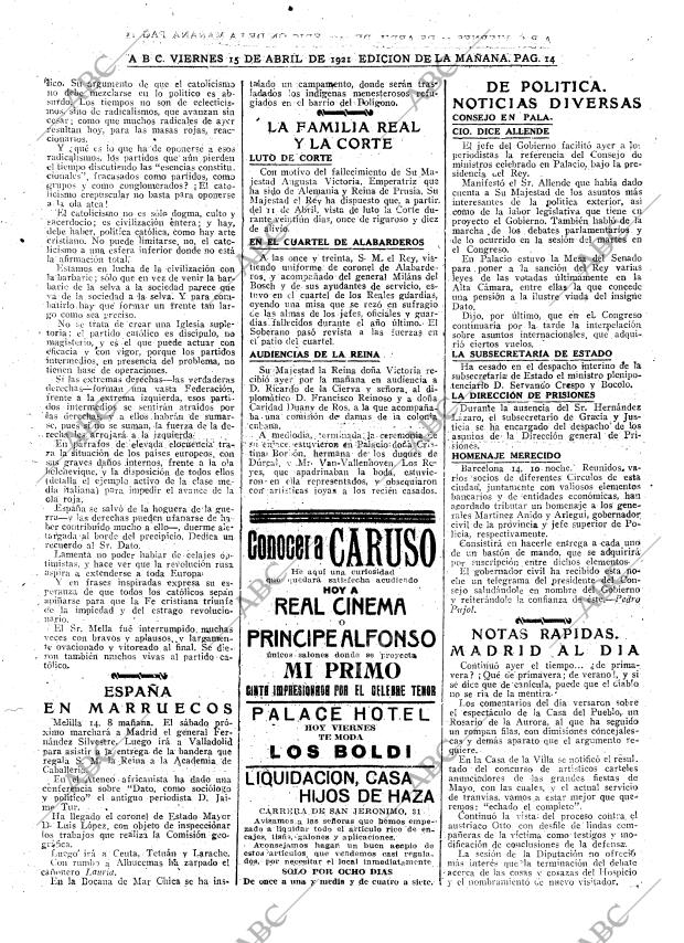 ABC MADRID 15-04-1921 página 14