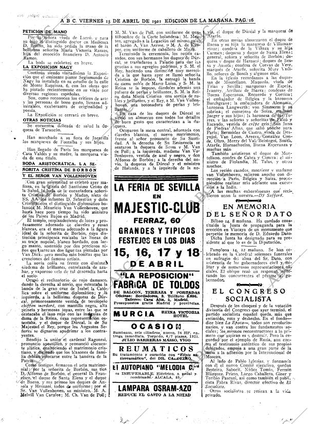 ABC MADRID 15-04-1921 página 16