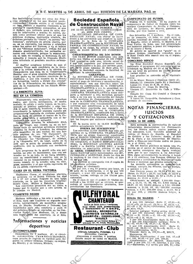 ABC MADRID 19-04-1921 página 20