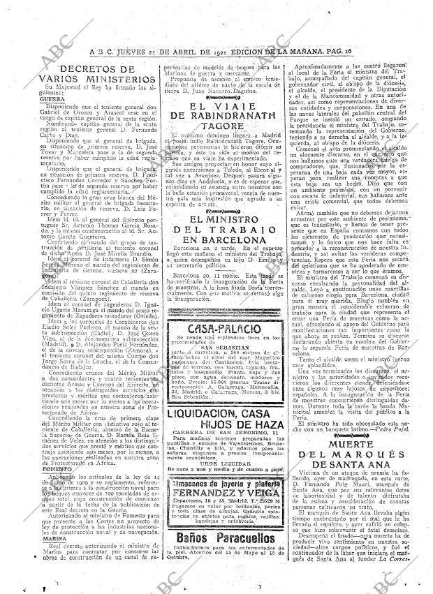 ABC MADRID 21-04-1921 página 16