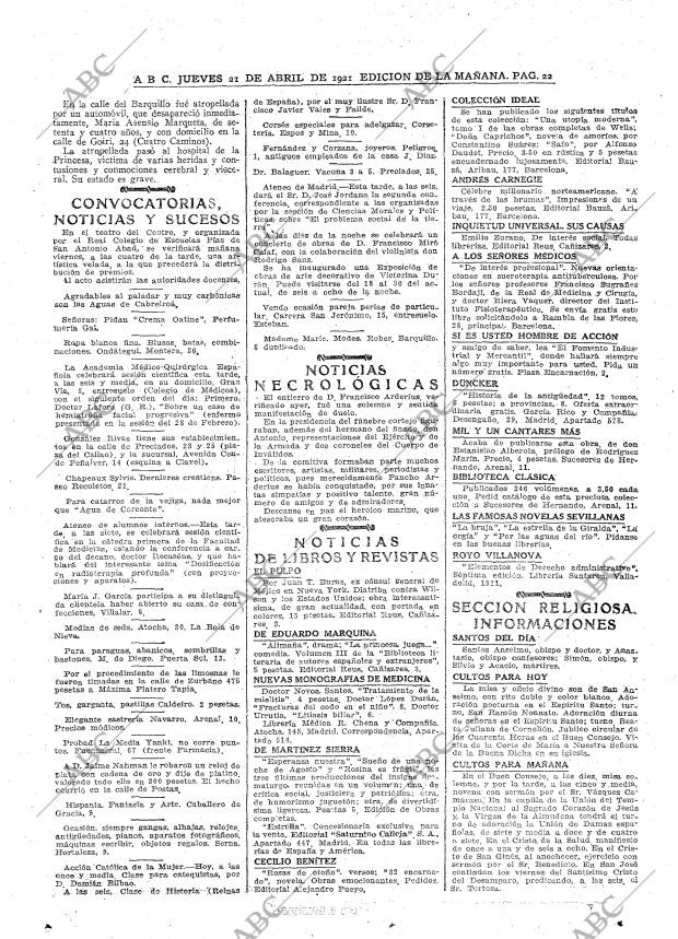 ABC MADRID 21-04-1921 página 22