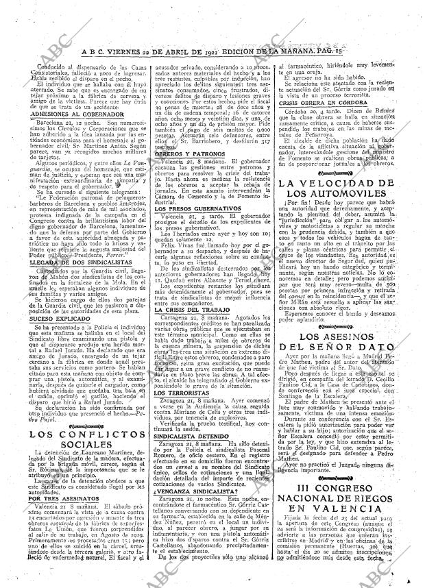 ABC MADRID 22-04-1921 página 15