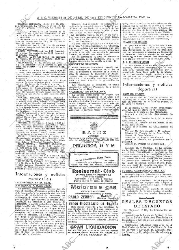 ABC MADRID 22-04-1921 página 20