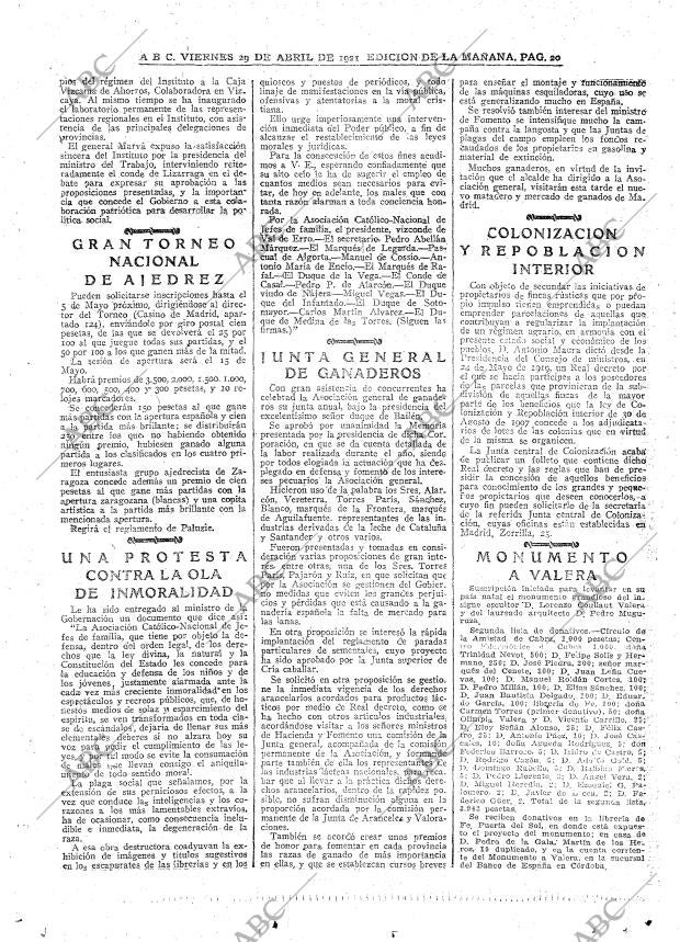ABC MADRID 29-04-1921 página 20