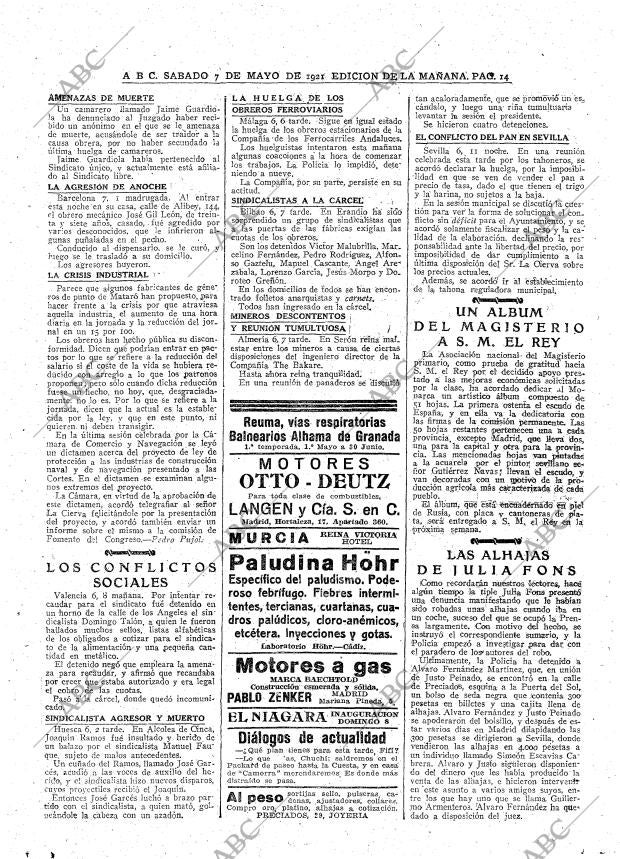 ABC MADRID 07-05-1921 página 14