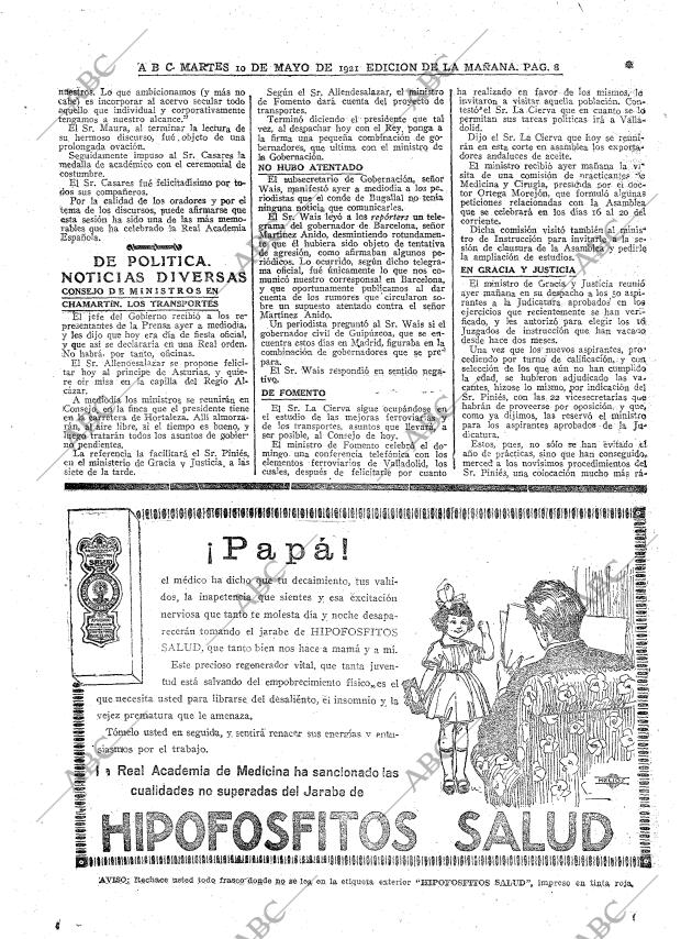 ABC MADRID 10-05-1921 página 8