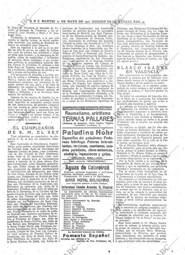 ABC MADRID 17-05-1921 página 14